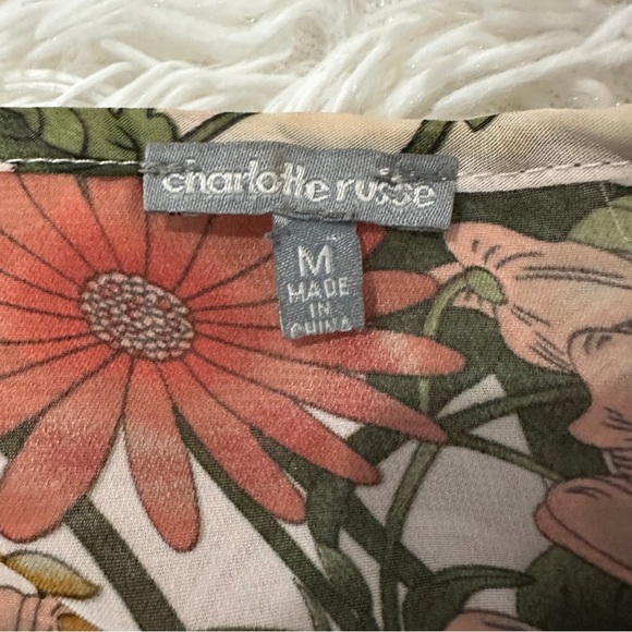 Charlotte Russe Floral Ruffle Sleeve Sheer Peasant Blouse | Size M - Picture 9 of 13